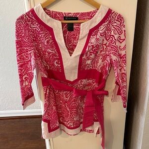 INC International Concepts Pink and White Paisley Blouse